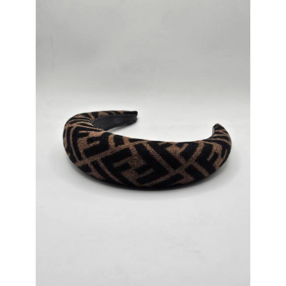 Fendi Brown FF Zucca Logo Pattern Print Headband - Picture 5 of 9